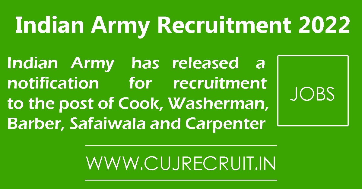Indian Army Recruitment 2022 for 10th Pass Jobs